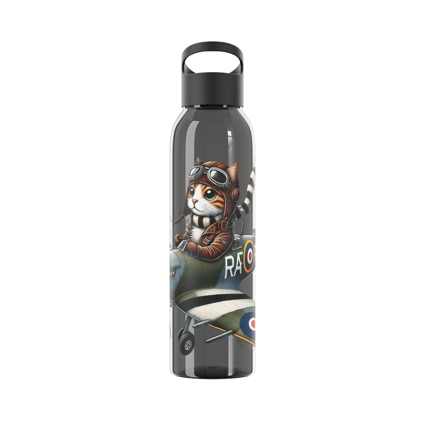 Cat Flying Spitfire Water Bottle