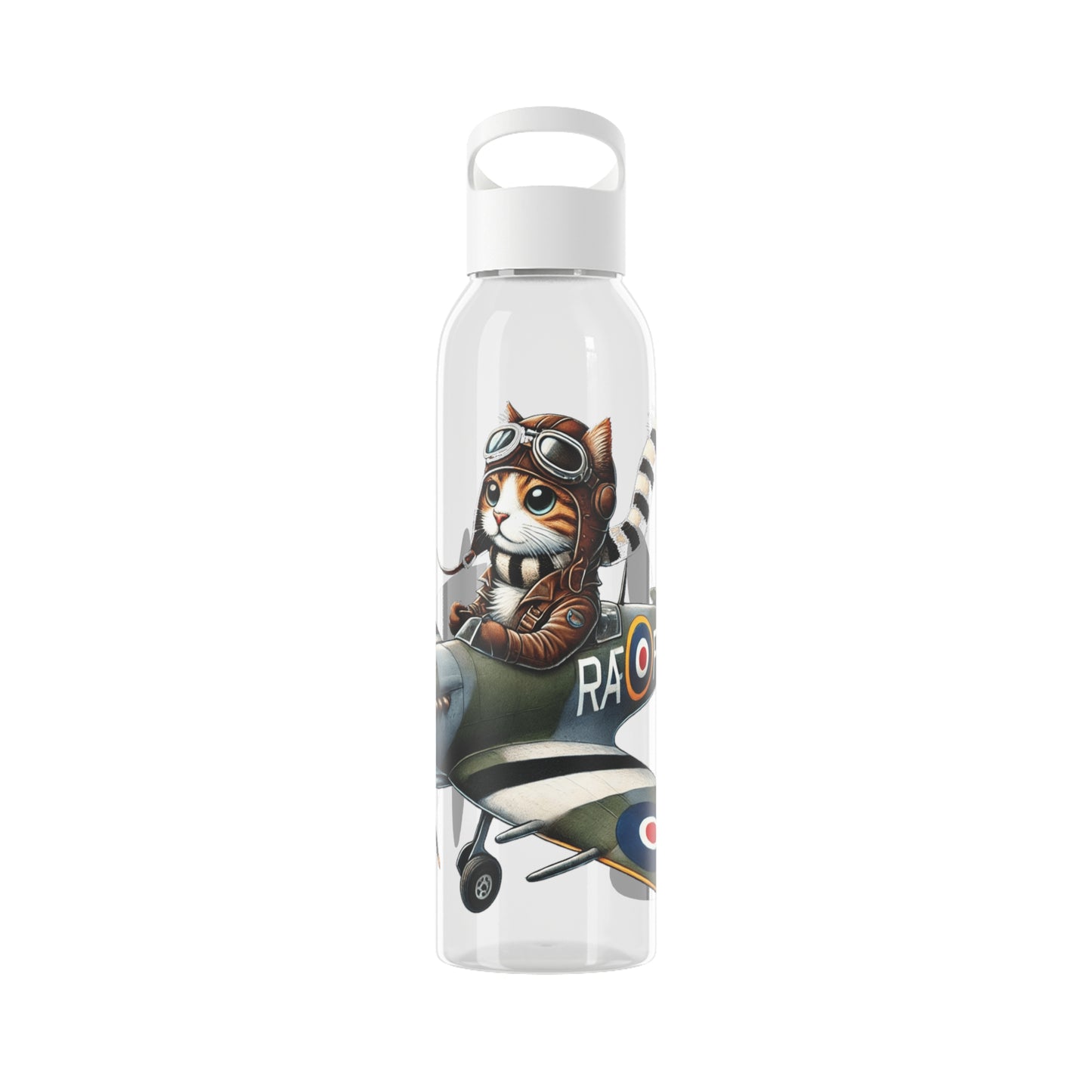 Cat Flying Spitfire Water Bottle