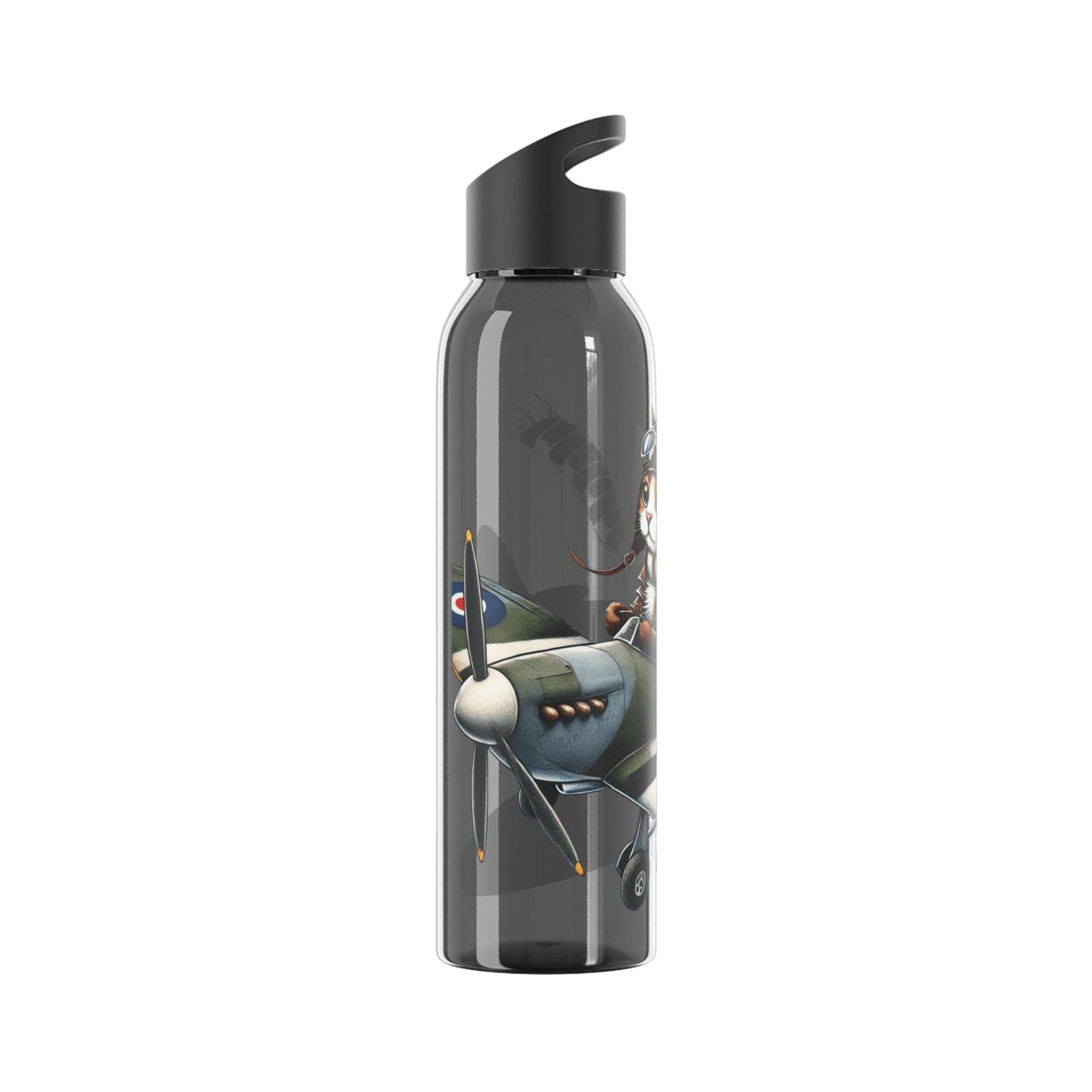 Cat Flying Spitfire Water Bottle
