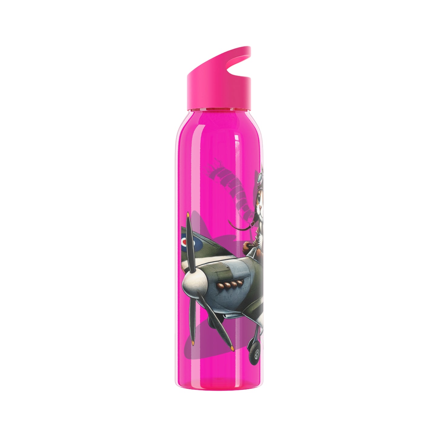 Cat Flying Spitfire Water Bottle