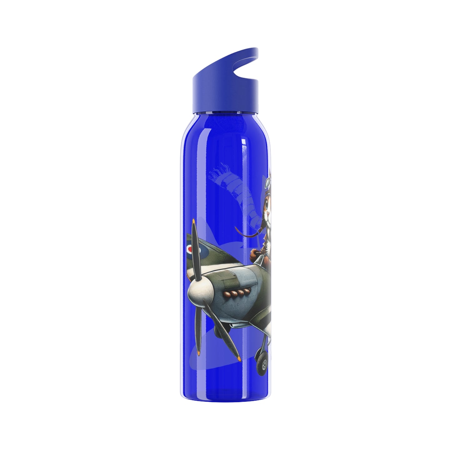 Cat Flying Spitfire Water Bottle