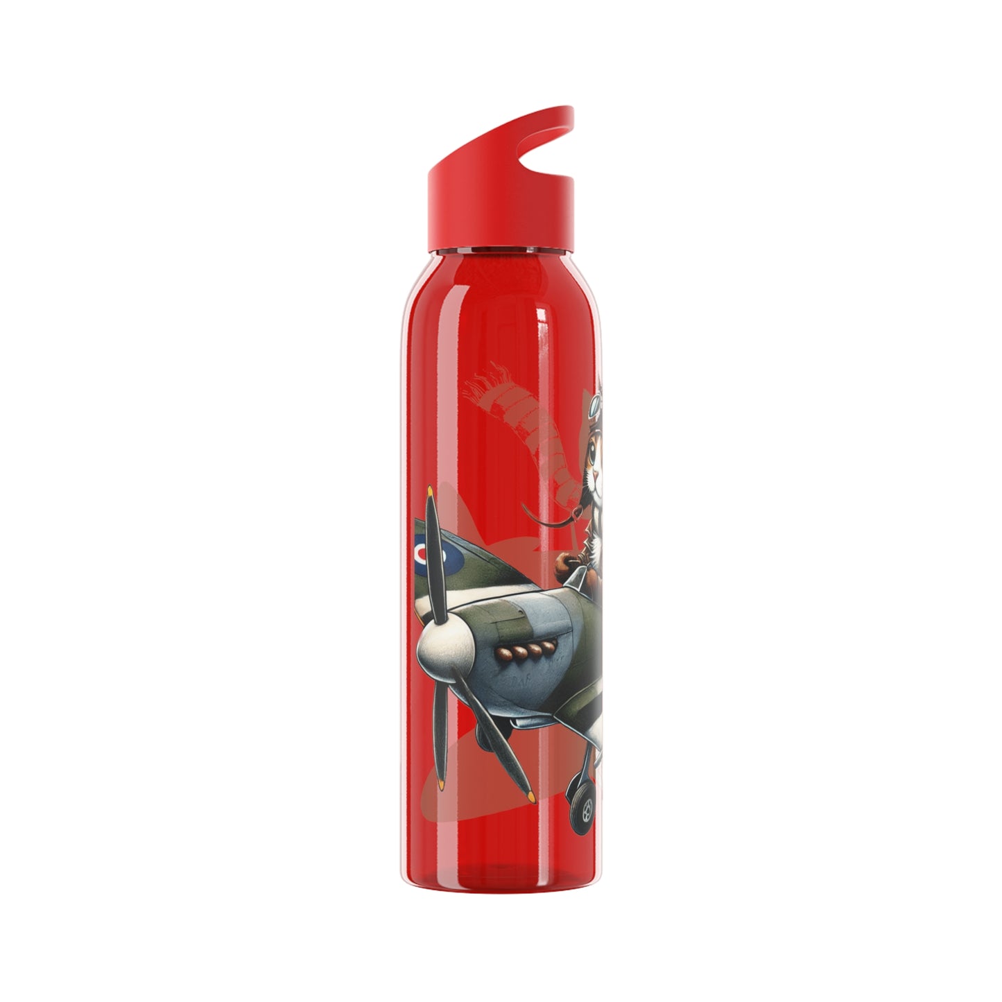 Cat Flying Spitfire Water Bottle