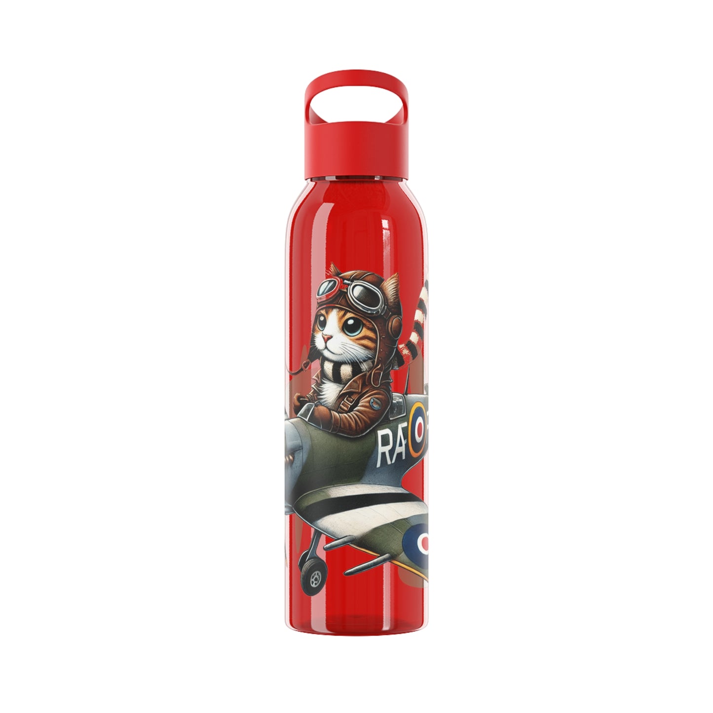 Cat Flying Spitfire Water Bottle